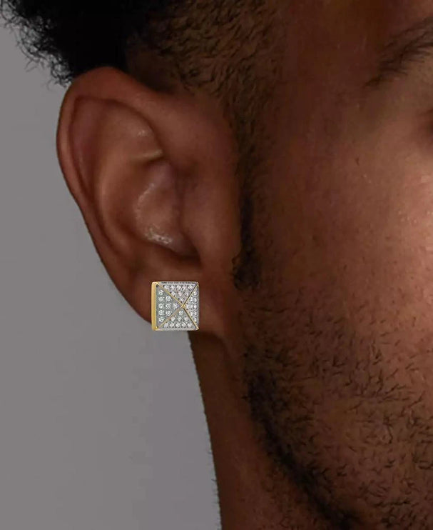 Esquire Men's Jewelry Diamond Pyramid Stud Earrings (1/3 ct. t.w.) in Gold-Tone Ion-Plated Stainless Steel