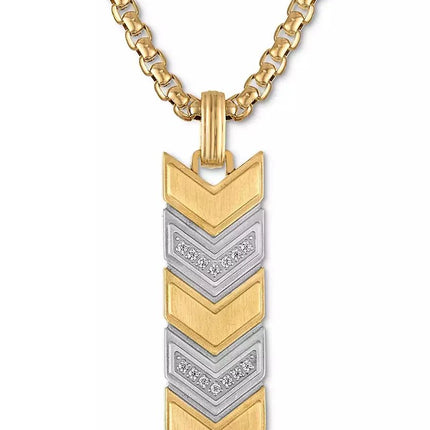 Esquire Men's Jewelry Diamond Chevron Link Dog Tag Pendant (1/6 ct. t.w.) in Stainless Steel & Gold-Tone Plated Stainless Steel (Pendant Only)