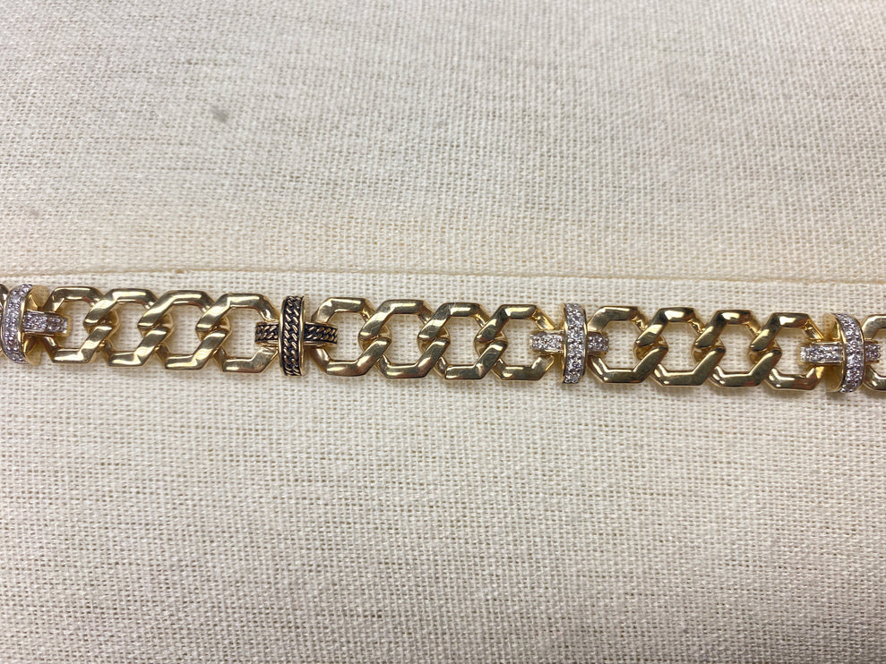 1933 by Esquire Men's Diamond X-Link Bracelet 1/2 ct tw 14K Yellow Gold-Plated Sterling Silver 8.5"