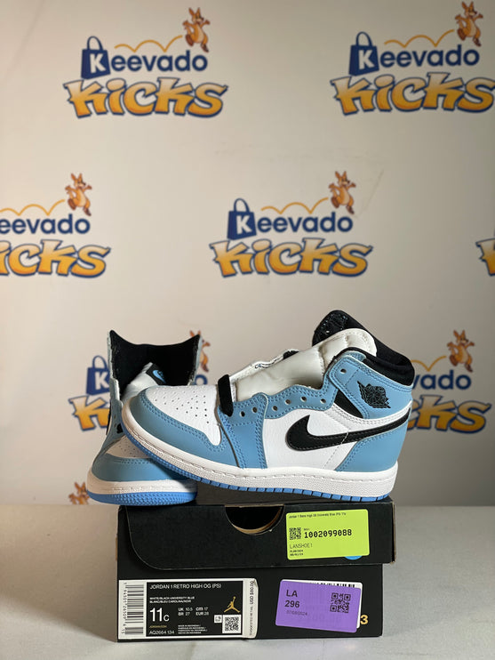 Jordan 1 Retro High OG University Blue (PS) 11c