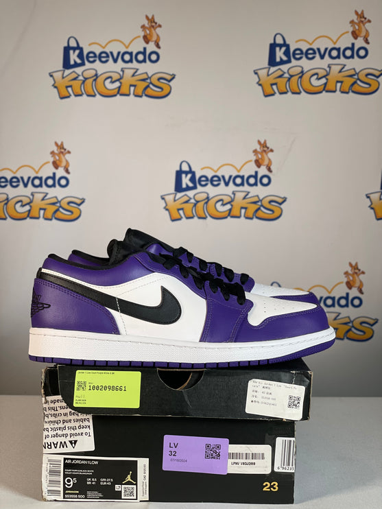 Jordan 1 Low Court Purple White 9.5M