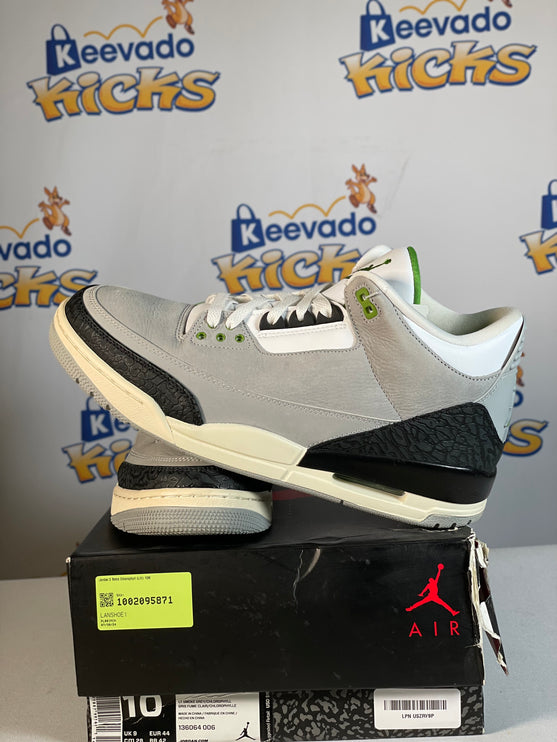 Jordan 3 Retro Chlorophyl 10m (Lightly Used)