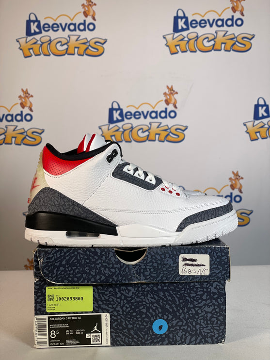 Jordan 3 Retro SE Fire Red Denim (2020) 8.5M