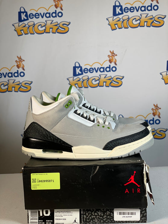 Jordan 3 Retro Chlorophyl 10m (Lightly Used)