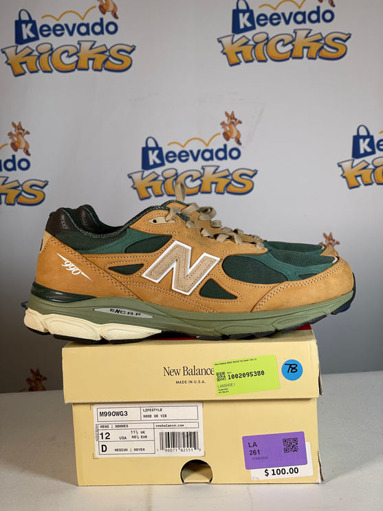 New Balance 990v3 MIUSA Tan Green 12m (Lightly Used)