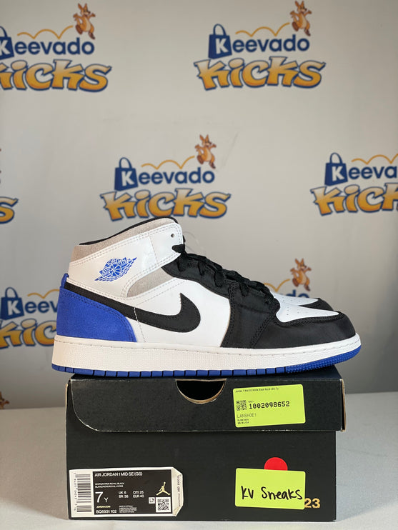 Jordan 1 Mid SE White Black Royal (GS) 7y