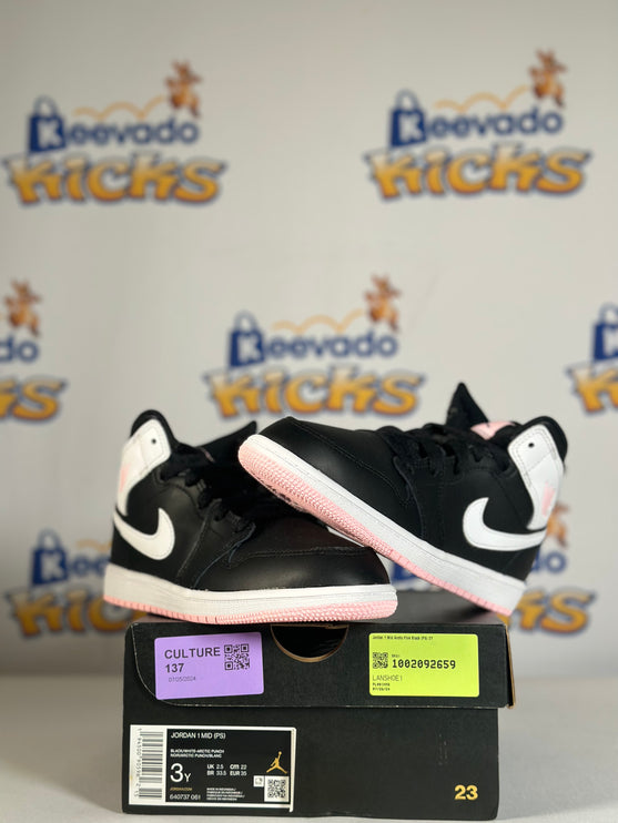 Jordan 1 Mid Arctic Pink Black (PS) 3Y