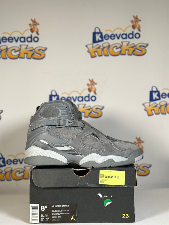 Jordan 8 Retro Cool Grey 8.5m