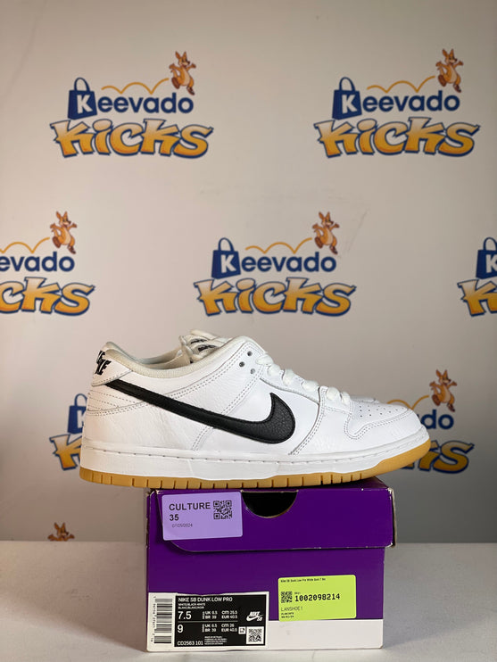 Nike SB Dunk Low Pro White Gum 7.5m