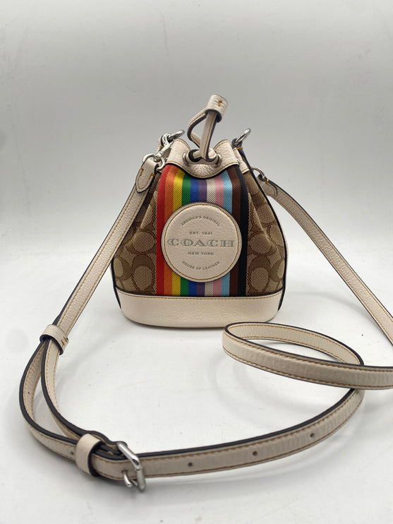 Coach Mini Dempsey Bucket Bag in Signature Jacquard Rainbow