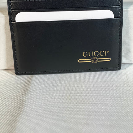 Gucci  Plutone Calfskin Logo Card Holder Black