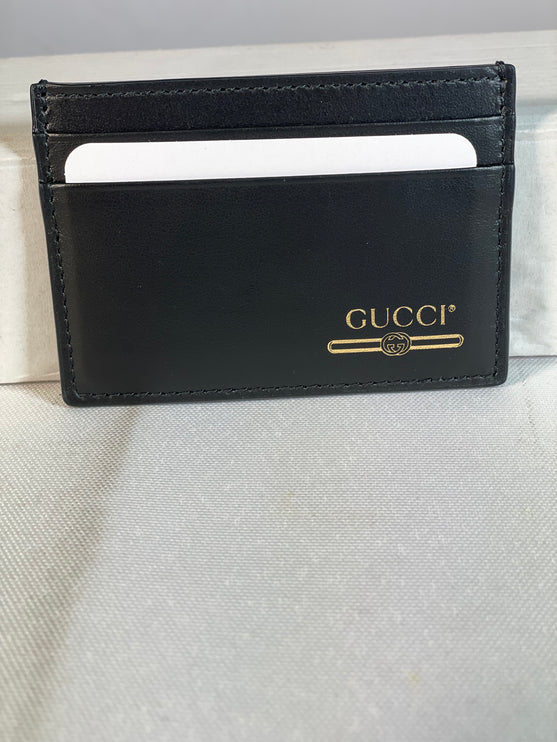 Gucci  Plutone Calfskin Logo Card Holder Black