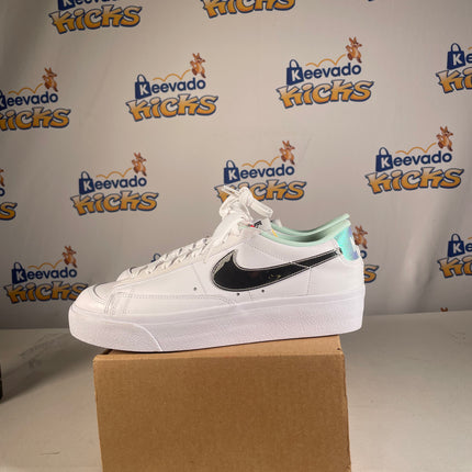 Nike Blazer Low Platform White Black Mint Foam Iridescent (Women's) 11W