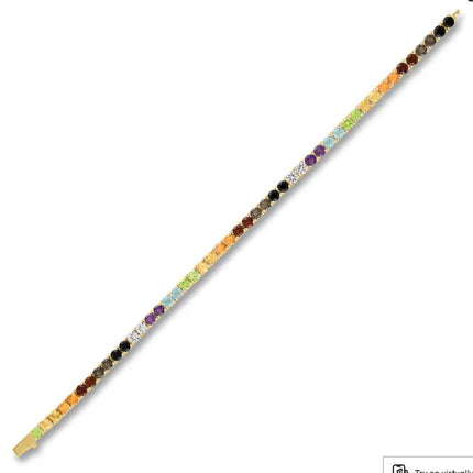 1933 by Esquire Men's Natural Multi-Gemstone Tennis Bracelet 14K Yellow Gold-Plated Sterling Silver 8.5"