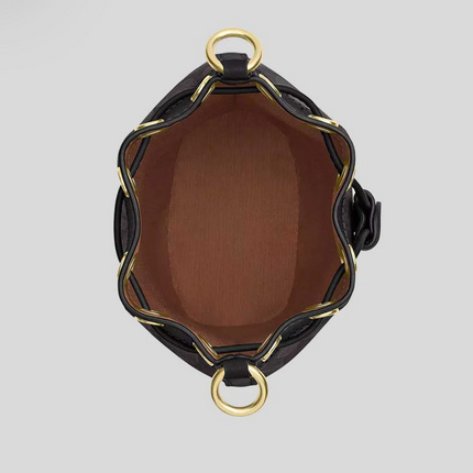 COACH Mini Bucket Bag In Signature Canvas Walnut/Black CW299