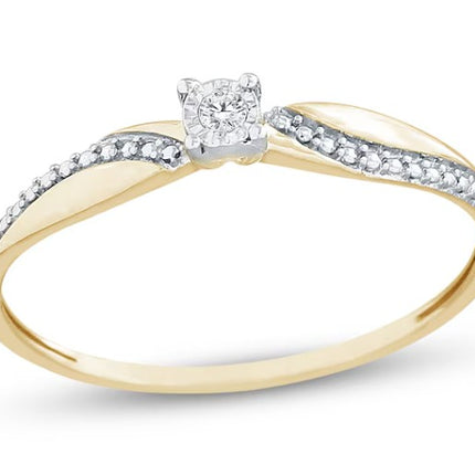 Diamond Accent Swirl Pinched Shank Promise Ring 10K Yellow Gold (Size 8)