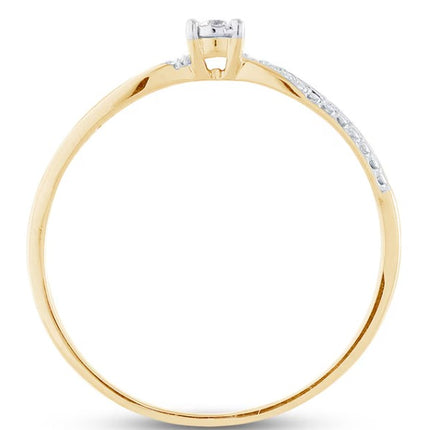 Diamond Accent Swirl Pinched Shank Promise Ring 10K Yellow Gold (Size 8)