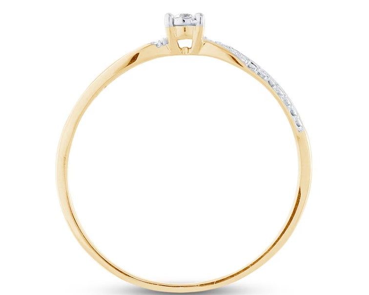 Diamond Accent Swirl Pinched Shank Promise Ring 10K Yellow Gold (Size 8)