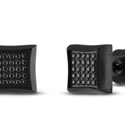 Men's Black Diamond Earrings 1/4 ct tw Black Stainless Steel
