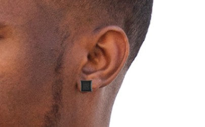 Men's Black Diamond Earrings 1/4 ct tw Black Stainless Steel