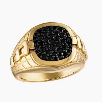 Bulova Men's Size 11 Classic Ring 14K Gold Plated Sterling Silver