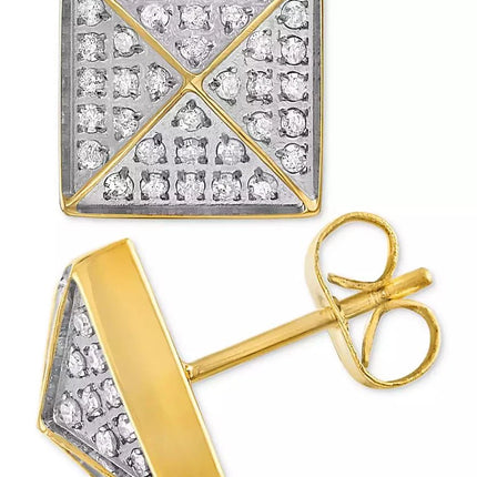 Esquire Men's Jewelry Diamond Pyramid Stud Earrings (1/3 ct. t.w.) in Gold-Tone Ion-Plated Stainless Steel