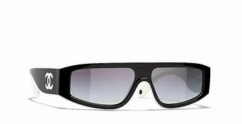 Chanel CH6057 Shield Sunglasses Black & Milky White/Gradient Grey