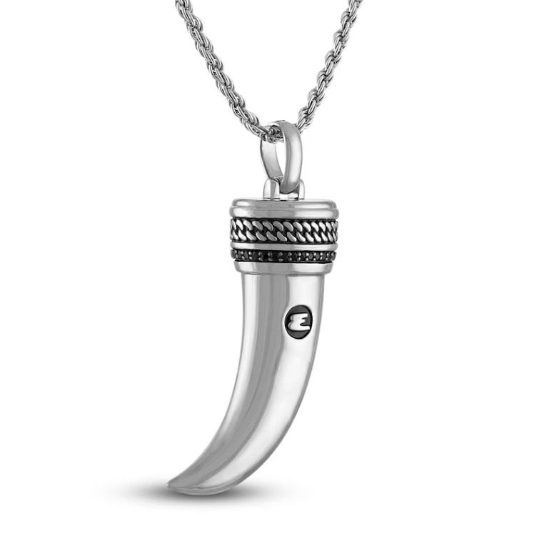 1933 by Esquire Men's Black Diamond Horn Necklace 3/8 ct tw Sterling Silver 22"