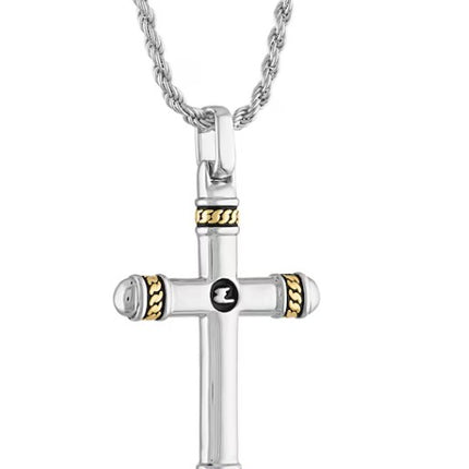 1933 by Esquire Men's Diamond Cross Necklace 1/10 ct tw Round 14K Yellow Gold Plated/Sterling Silver 22"