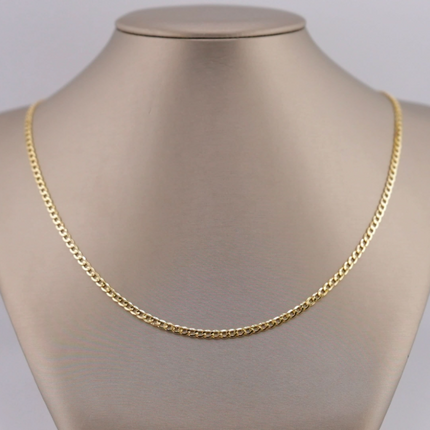 14k Gold Hollow Curb Chain 3mm - 22"