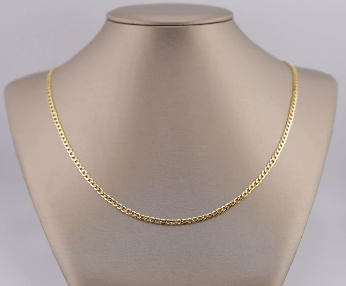 14k Gold Hollow Curb Chain 3mm - 22"