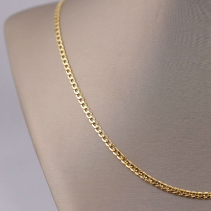 14k Gold Hollow Curb Chain 3mm - 22"