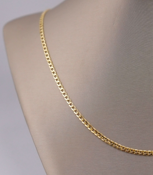 14k Gold Hollow Curb Chain 3mm - 22"