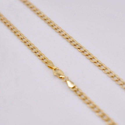14k Gold Hollow Curb Chain 3mm - 22"