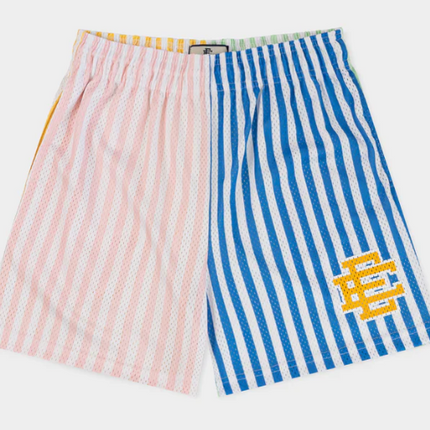 Eric Emanuel EE Shorts 4-Panel Vertical Stripe / Pink / Blue / Yellow / Green M