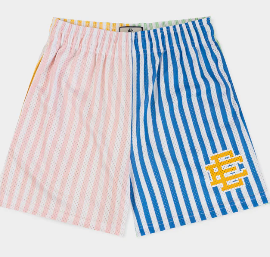 Eric Emanuel EE Shorts 4-Panel Vertical Stripe / Pink / Blue / Yellow / Green M