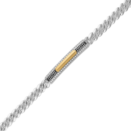 1933 by Esquire Men's Diamond Curb Chain ID Bracelet 1/4 ct tw 10K Yellow Gold & Sterling Silver 8.5"