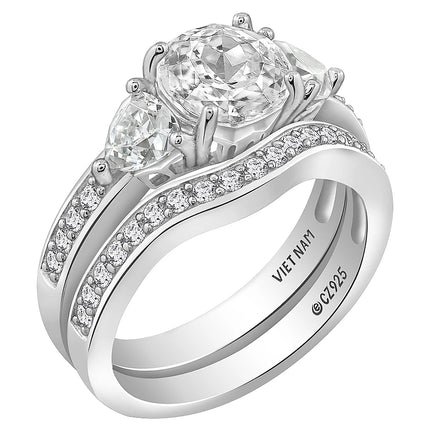 Diamonique Bridal Ring Set Sterling Silver Size 6