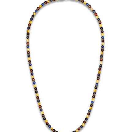 1933 by Esquire Men's Natural Tiger's Eye Necklace 18K Yellow Gold-Plated Sterling Silver 28"