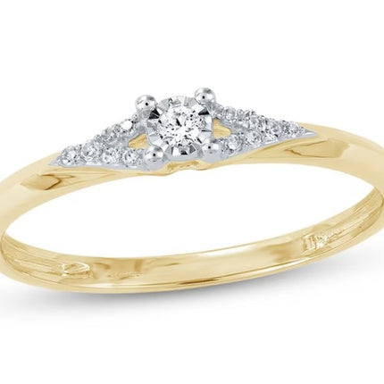 Diamond Chevron Sides Promise Ring 1/20 ct tw 10K Yellow Gold (Size 6)
