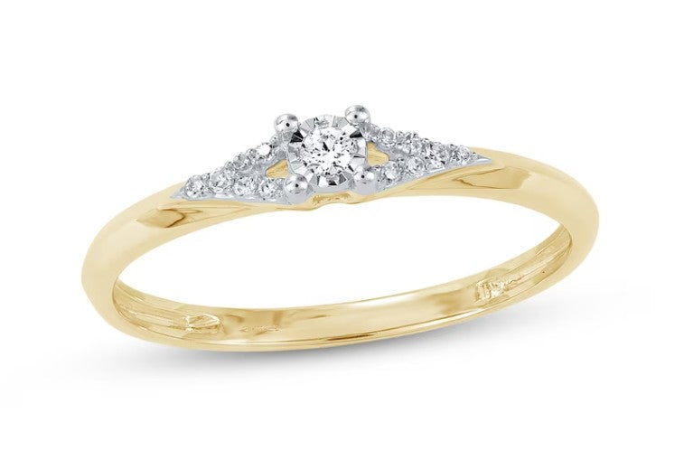 Diamond Chevron Sides Promise Ring 1/20 ct tw 10K Yellow Gold (Size 6)