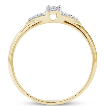 Diamond Chevron Sides Promise Ring 1/20 ct tw 10K Yellow Gold (Size 6)