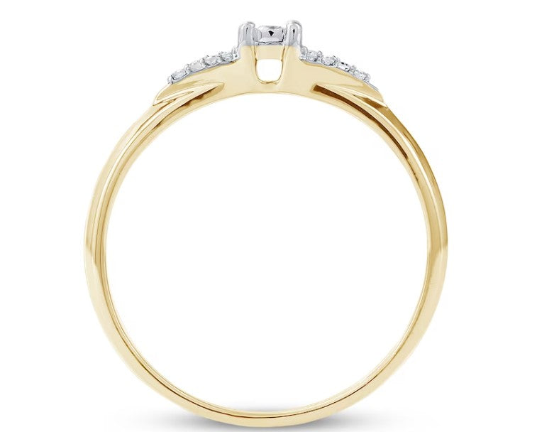 Diamond Chevron Sides Promise Ring 1/20 ct tw 10K Yellow Gold (Size 6)