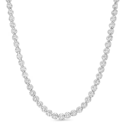 1/2 CT. T.W. Diamond Tennis Necklace in Solid Sterling Silver - 16"