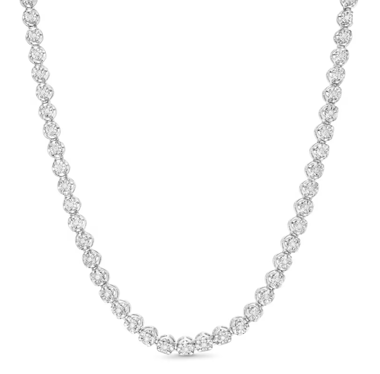 1/2 CT. T.W. Diamond Tennis Necklace in Solid Sterling Silver - 16"