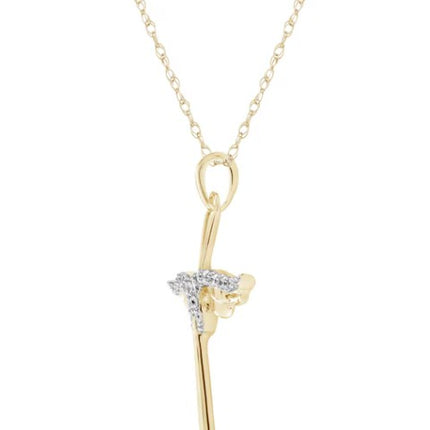 Diamond Winged Cross Necklace 1/15 ct tw 10K Yellow Gold 18"